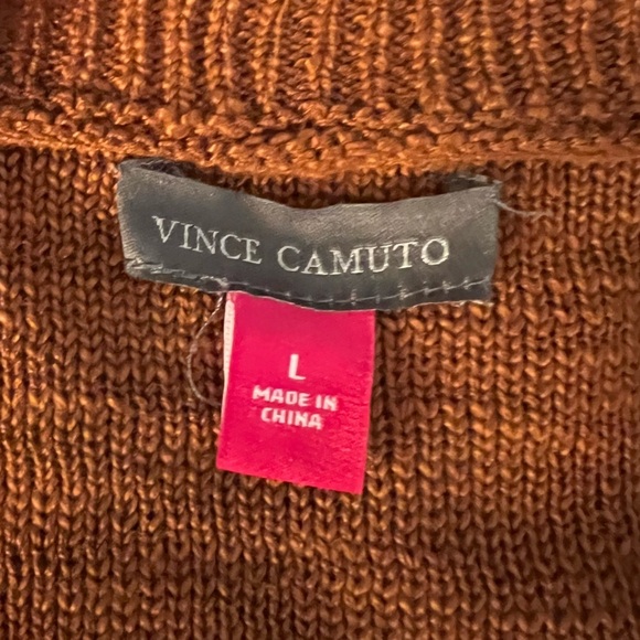 NWOT VINCE CAMUTO Linen-style drop shoulder crewneck sweater burnt orange SZ L - Picture 6 of 6